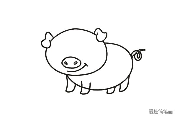 3.畫上它的大鼻孔和微笑的嘴巴。