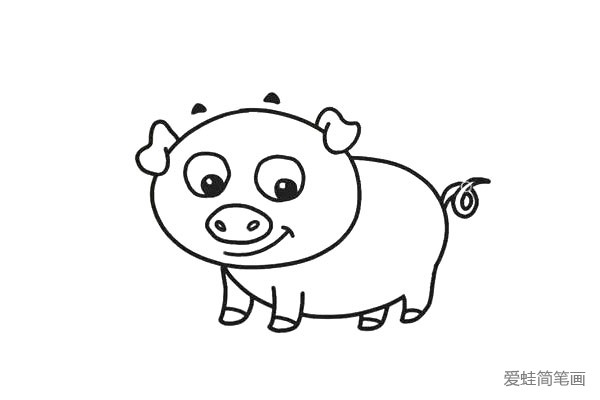 4.橢圓形的大眼睛，里面畫上眼珠和反光部分，眼珠涂成黑色。