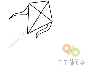 綠色的風箏簡筆畫教程圖片