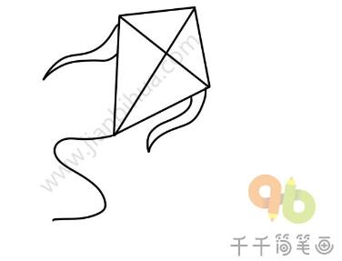 綠色的風箏簡筆畫教程圖片