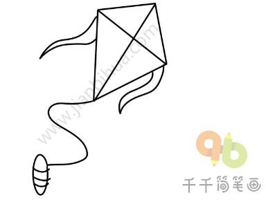 綠色的風箏簡筆畫教程圖片