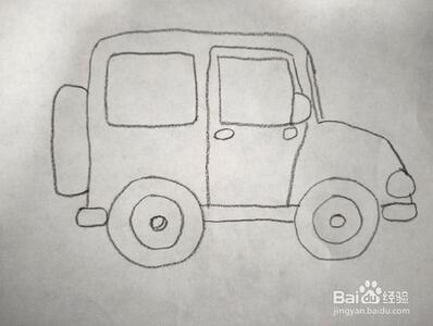彩色吉普車簡筆畫教程圖片