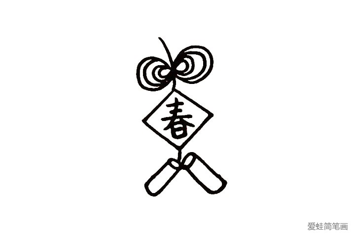 4.接著在兩側(cè)畫出兩根長(zhǎng)條狀的鞭炮。