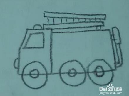 帶顏色的消防車簡筆畫怎么畫