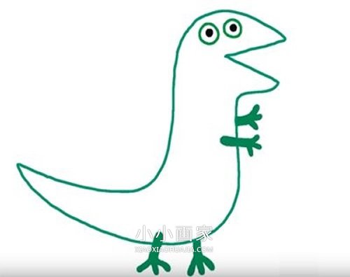 《小豬佩奇》喬治的恐龍簡筆畫畫法圖片步驟- www.xiaoxiaohuajia.com