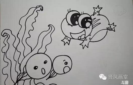 小蝌蚪找媽媽簡筆畫圖片和故事