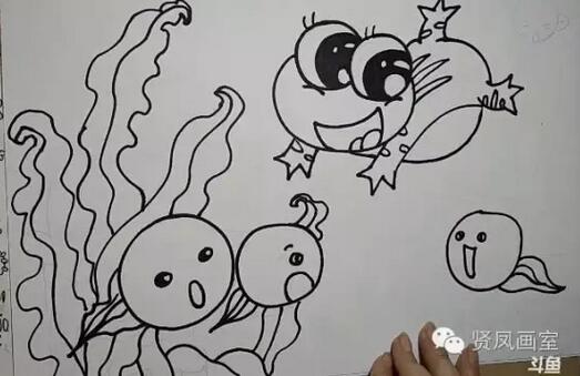 小蝌蚪找媽媽簡筆畫圖片和故事