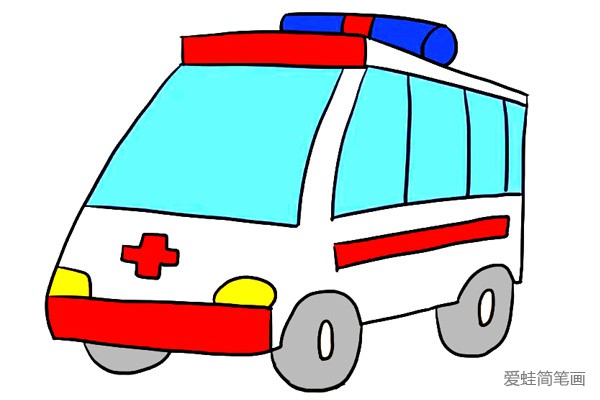 簡(jiǎn)單的卡通緊急救護(hù)車簡(jiǎn)筆畫怎么畫