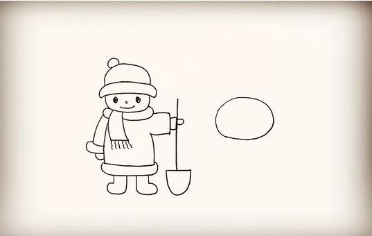 推雪人的小男孩 人物簡(jiǎn)筆畫(huà)