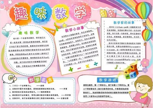 數(shù)學(xué)手抄報(bào)圖片簡單又漂亮