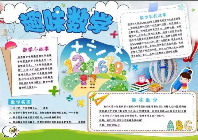 數(shù)學(xué)手抄報(bào)圖片簡單又漂亮