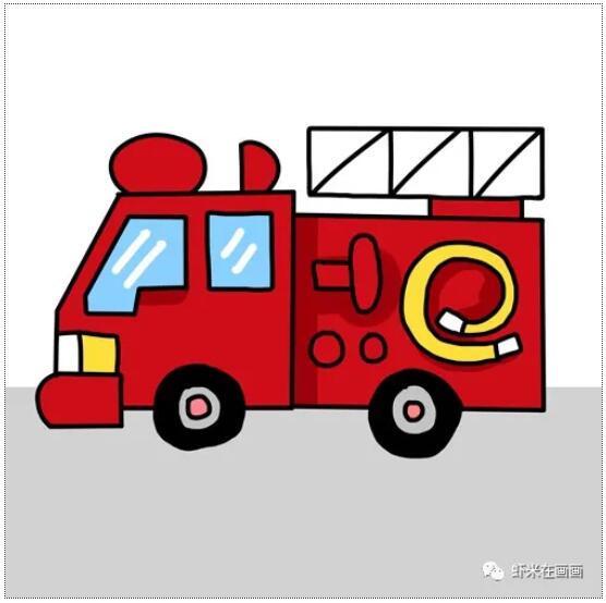 消防車簡(jiǎn)筆畫教程圖片