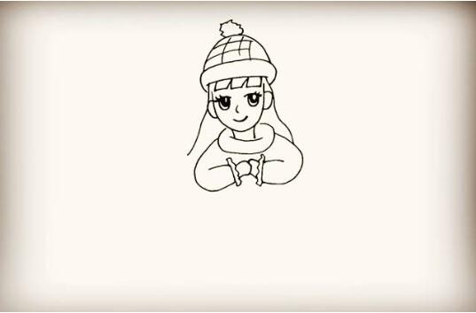 拜年的小女孩簡(jiǎn)筆畫教程圖片