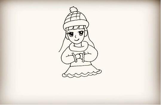 拜年的小女孩簡(jiǎn)筆畫教程圖片