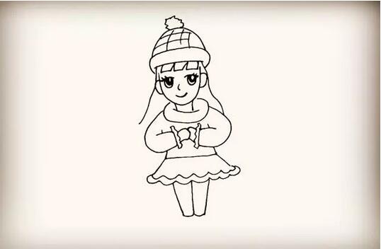 拜年的小女孩簡(jiǎn)筆畫教程圖片