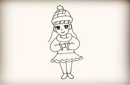 拜年的小女孩簡(jiǎn)筆畫教程圖片