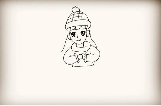 拜年的小女孩簡(jiǎn)筆畫教程圖片