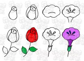 春天主題素材簡筆畫大全（花朵、動物、植物、昆蟲等）