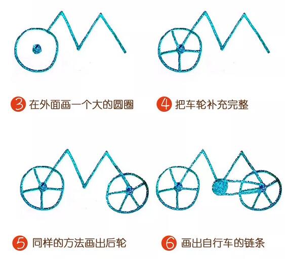 用字母M畫自行車簡筆畫教程圖片