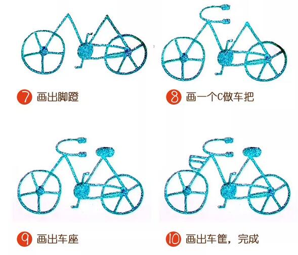 用字母M畫自行車簡筆畫教程圖片