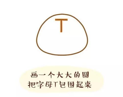 用字母T畫老虎（Tiger）簡筆畫教程圖片