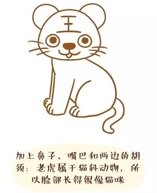 用字母T畫老虎（Tiger）簡筆畫教程圖片