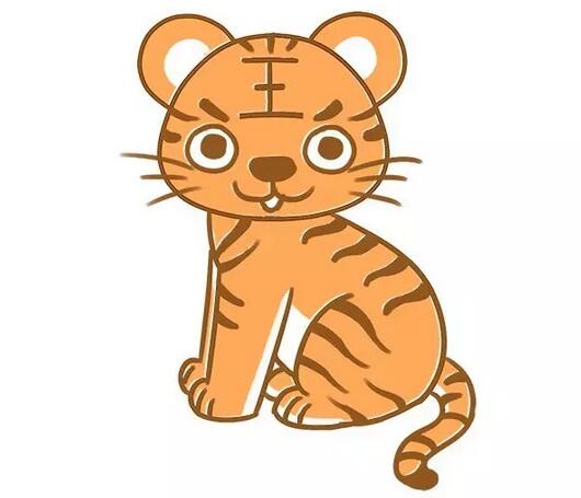 用字母T畫老虎（Tiger）簡筆畫教程圖片
