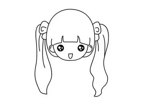 扎著馬尾辮的小女孩簡筆畫教程圖片