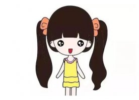 扎著馬尾辮的小女孩簡筆畫教程圖片