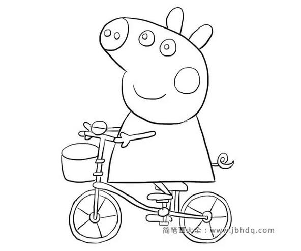 小豬佩奇騎自行車簡(jiǎn)筆畫教程圖片