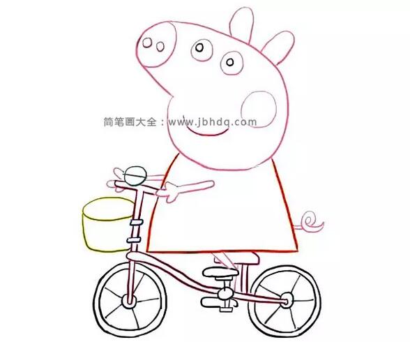 小豬佩奇騎自行車簡(jiǎn)筆畫教程圖片