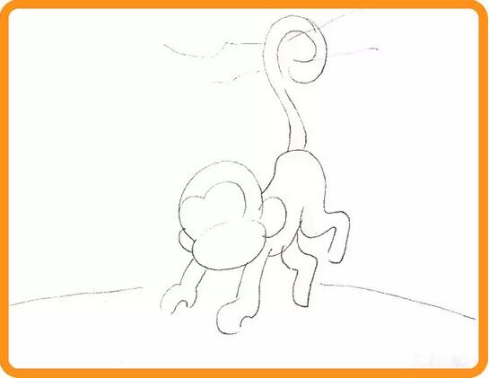 小猴子撈月亮的故事簡(jiǎn)筆畫(huà)教程圖片