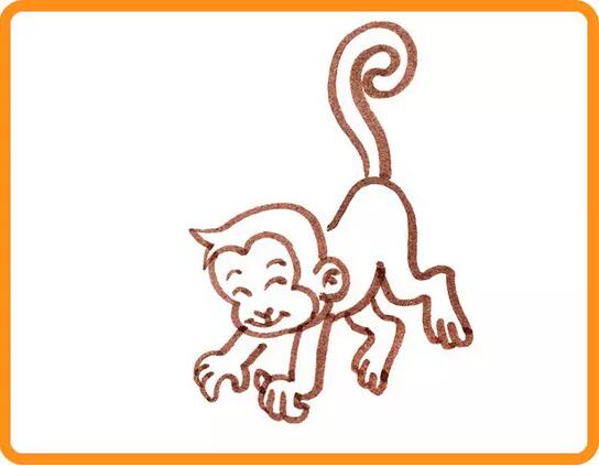 小猴子撈月亮的故事簡(jiǎn)筆畫(huà)教程圖片