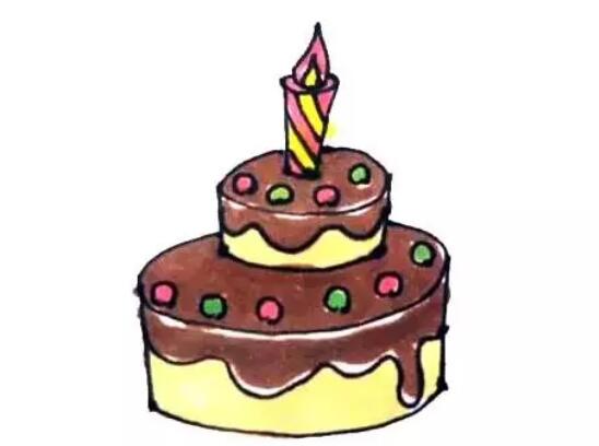兒童生日蛋糕簡(jiǎn)筆畫(huà)教程圖片
