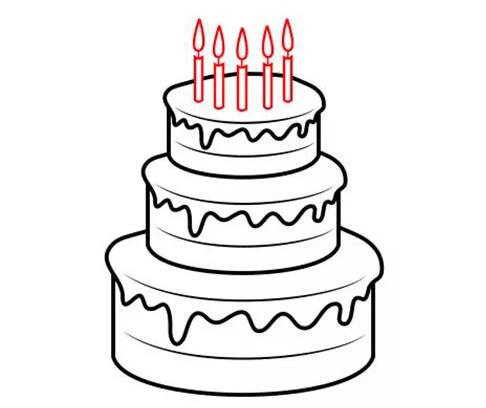 兒童生日蛋糕簡(jiǎn)筆畫(huà)教程圖片