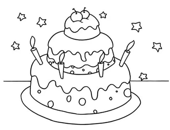 兒童生日蛋糕簡(jiǎn)筆畫(huà)教程圖片