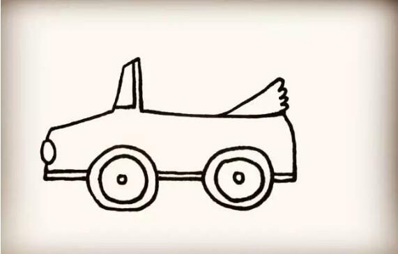 敞篷小汽車簡(jiǎn)筆畫教程圖片