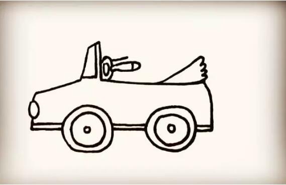 敞篷小汽車簡(jiǎn)筆畫教程圖片