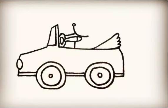 敞篷小汽車簡(jiǎn)筆畫教程圖片
