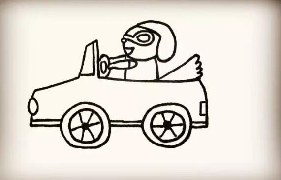 敞篷小汽車簡(jiǎn)筆畫教程圖片