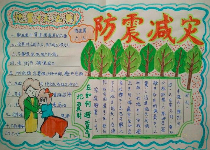 小學生防震減災手抄報內容圖片簡單又漂亮