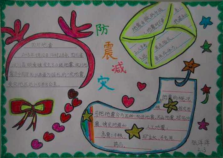 小學生防震減災手抄報內容圖片簡單又漂亮