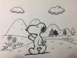 史努比狗狗簡筆畫教程圖片