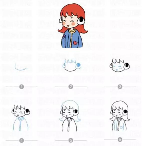 萌萌的少女簡筆畫教程圖片