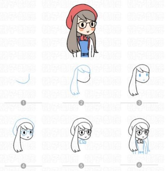 萌萌的少女簡筆畫教程圖片