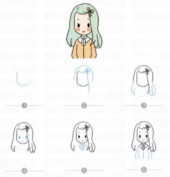 萌萌的少女簡筆畫教程圖片