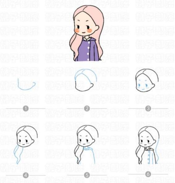 萌萌的少女簡筆畫教程圖片