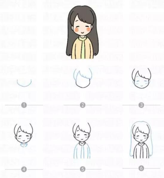 萌萌的少女簡筆畫教程圖片