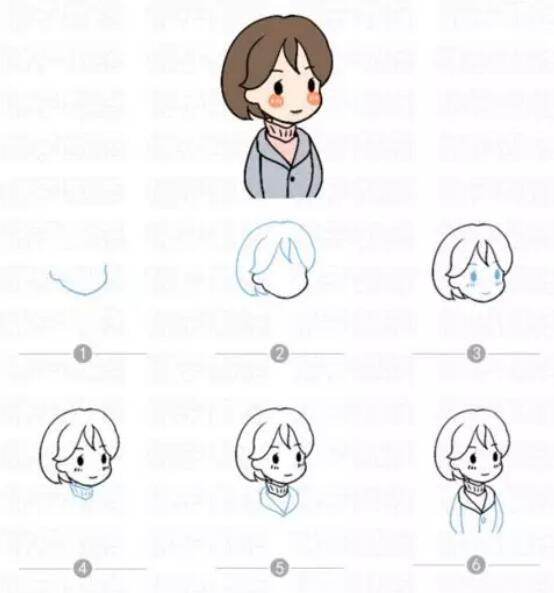 萌萌的少女簡筆畫教程圖片