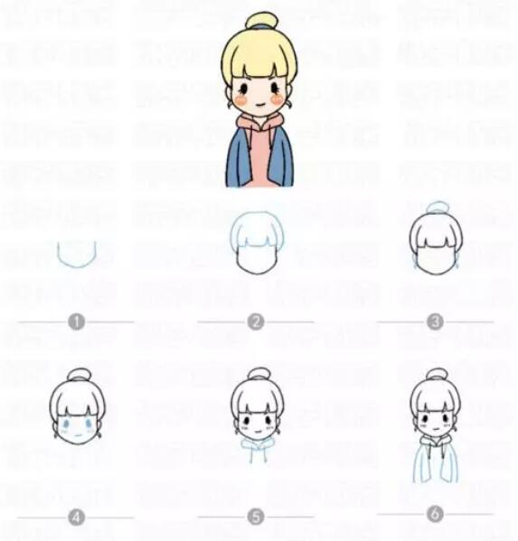 萌萌的少女簡筆畫教程圖片